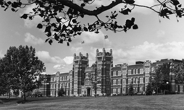 Heritage Hall in black and white